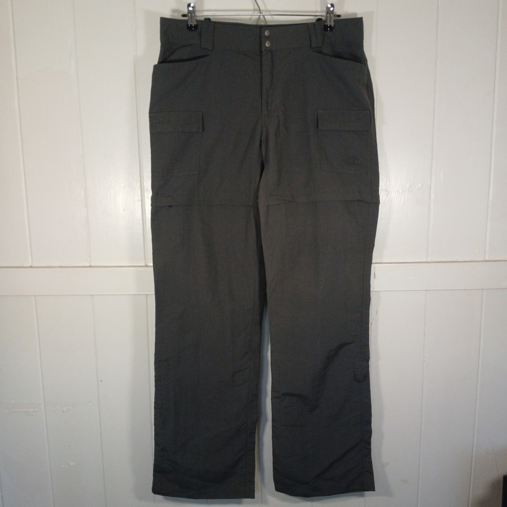 The North Face Convertible Hiking Pants Women 12 (34x34) Long Gray Zip Off Cargo